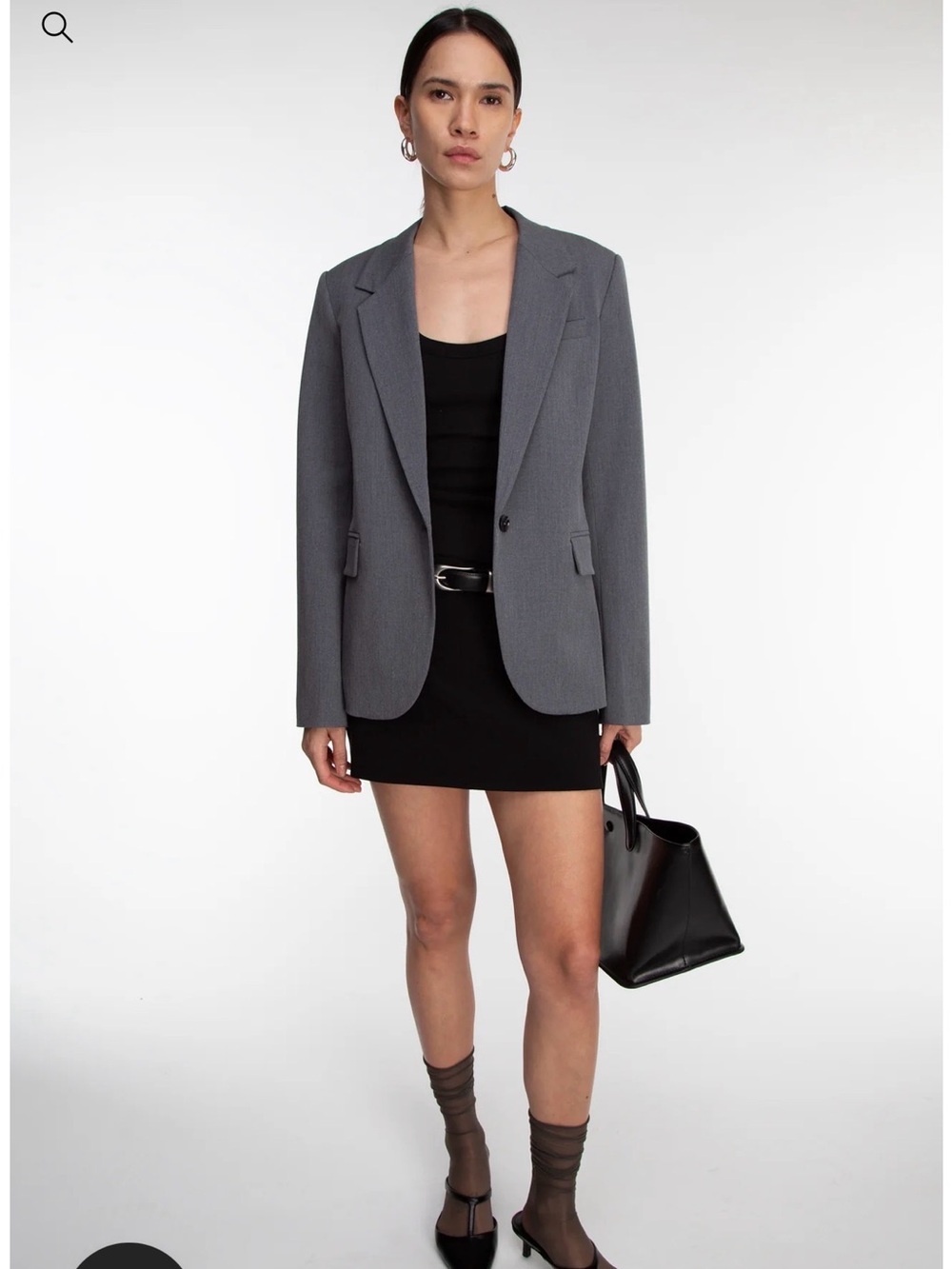 OAK + FORT - Classic Grey Women's Blazer - Tailored Single-Button Jacket - Picture 4 of 4